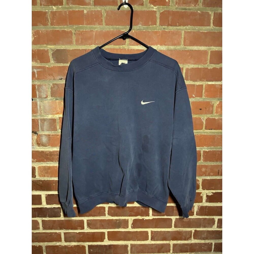 Vintage Y2K Nike Swoosh Sweater Crewneck Sweatshirt Pullover Blue Adult Medium